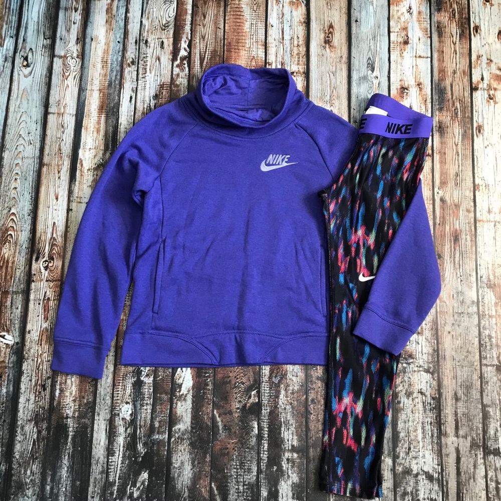 Nike Purple Sweatshirt & Athletic Leggings M 10-12